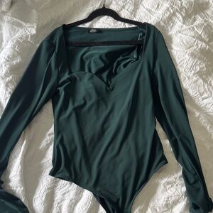 Dynamite Dark Green Long Sleeve Bodysuit